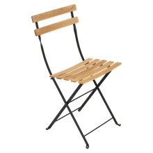 Fermob bistro stol med træ på sæde og ryg - sort stel